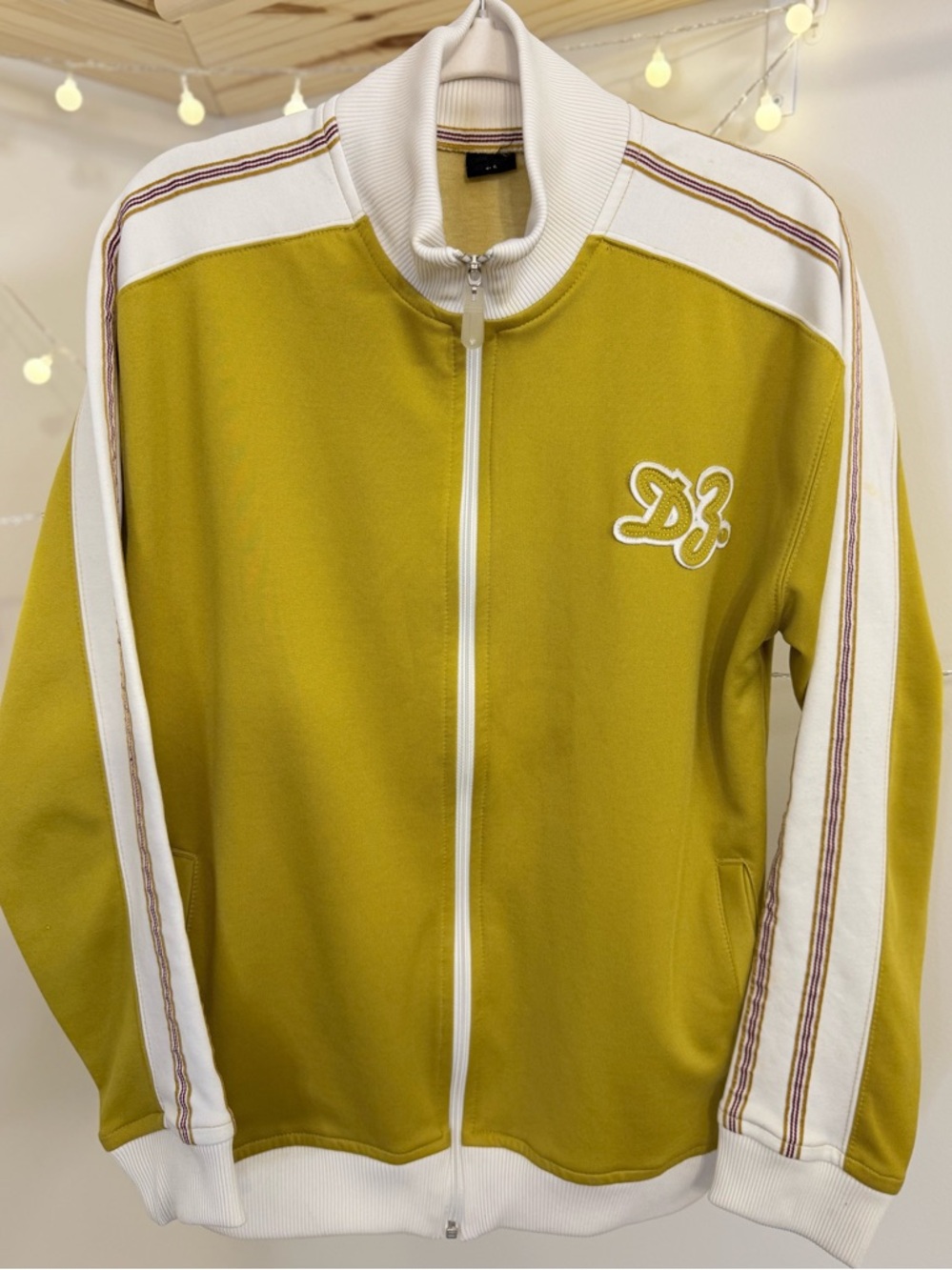 🌾 FARM Rio Track Jacket‎ - Chartreuse and White Zip-Front